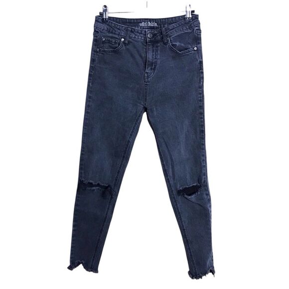 Wild Fable Faded Black Distressed Knee Raw Edge Skinny Jeans Sz 6 - Picture 16 of 16